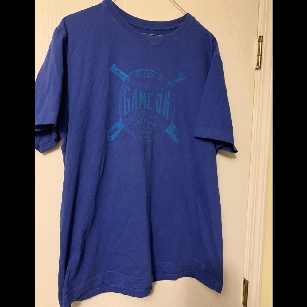 Life is good cotton game on tee Large
